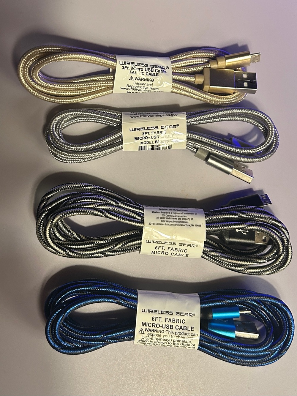Micro USB Fabric Cables 3 ft. (2) & 6 ft. (2) 4 total cables